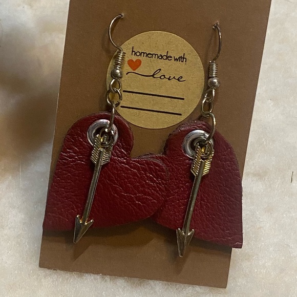 Hand Made Leather Earrings - Picture 3 of 4